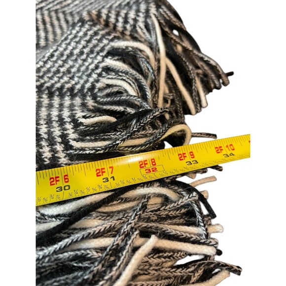 Eyefull Black Gray Striped Houndstooth Pullover Knit Tassled Cape Poncho NWT S/M - Picture 7 of 12